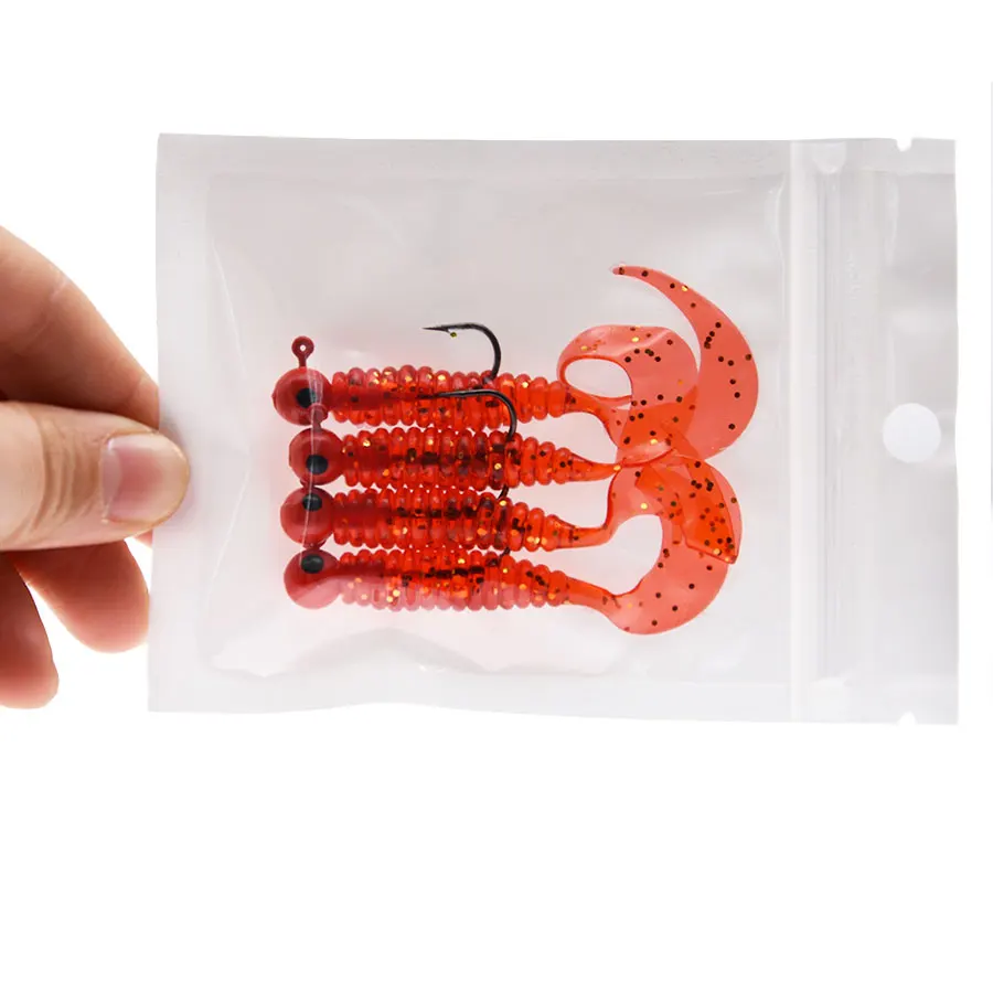 JYJ-anzuelo de plantilla de 3,5g con señuelo de cola suave de 6cm, cebo de gusano, aparejos de pesca de sílice, cebo grub para aparejos de perca - imagen 4