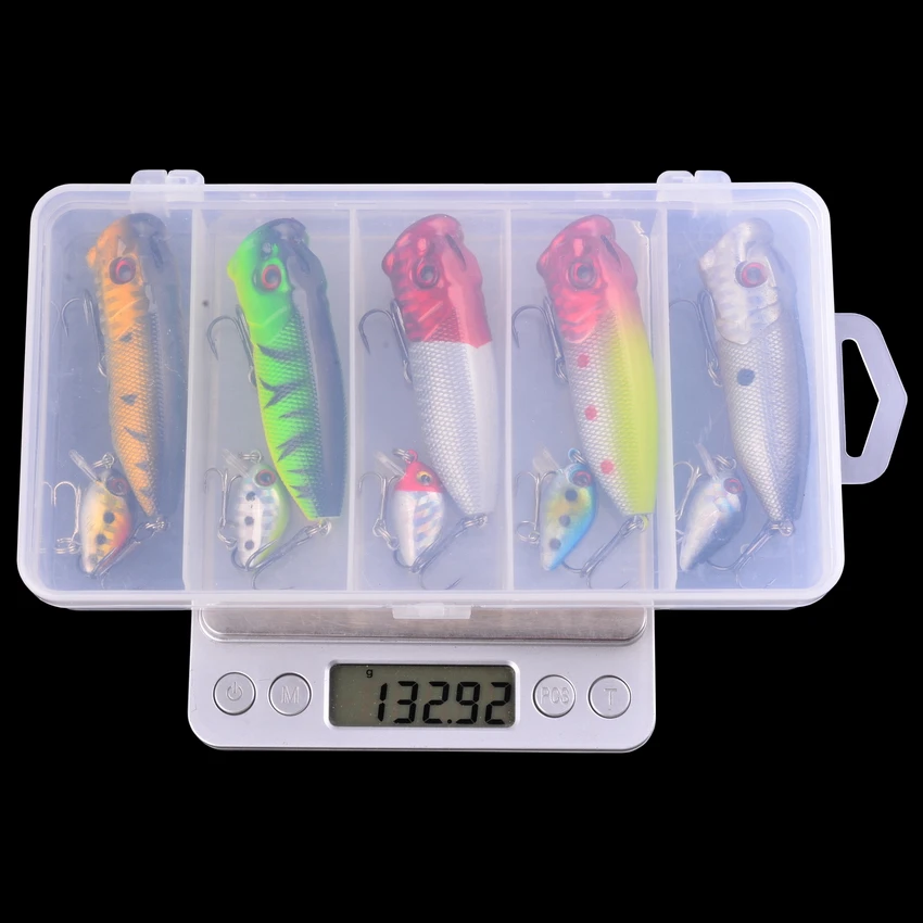 Señuelos de pesca Popper Wobbler, cebo Artificial Topwater Crankbait, para carpa, Lucio, con caja, 5/10 piezas - imagen 4