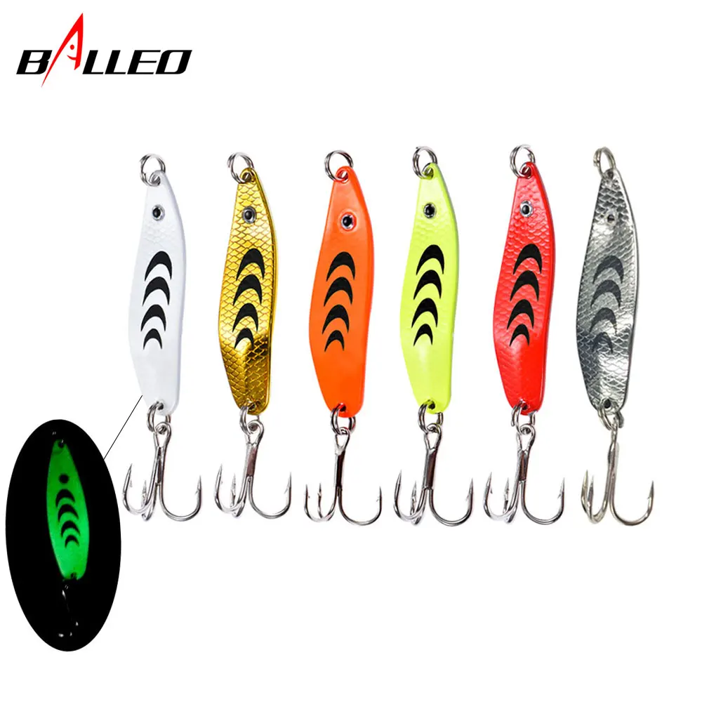Balleo 5 uds/cuchara señuelo giratorio de Metal juego de señuelos 6g señuelo giratorio de pesca lentejuelas con caja anzuelos triples aparejos de pesca cebo duro - imagen 2