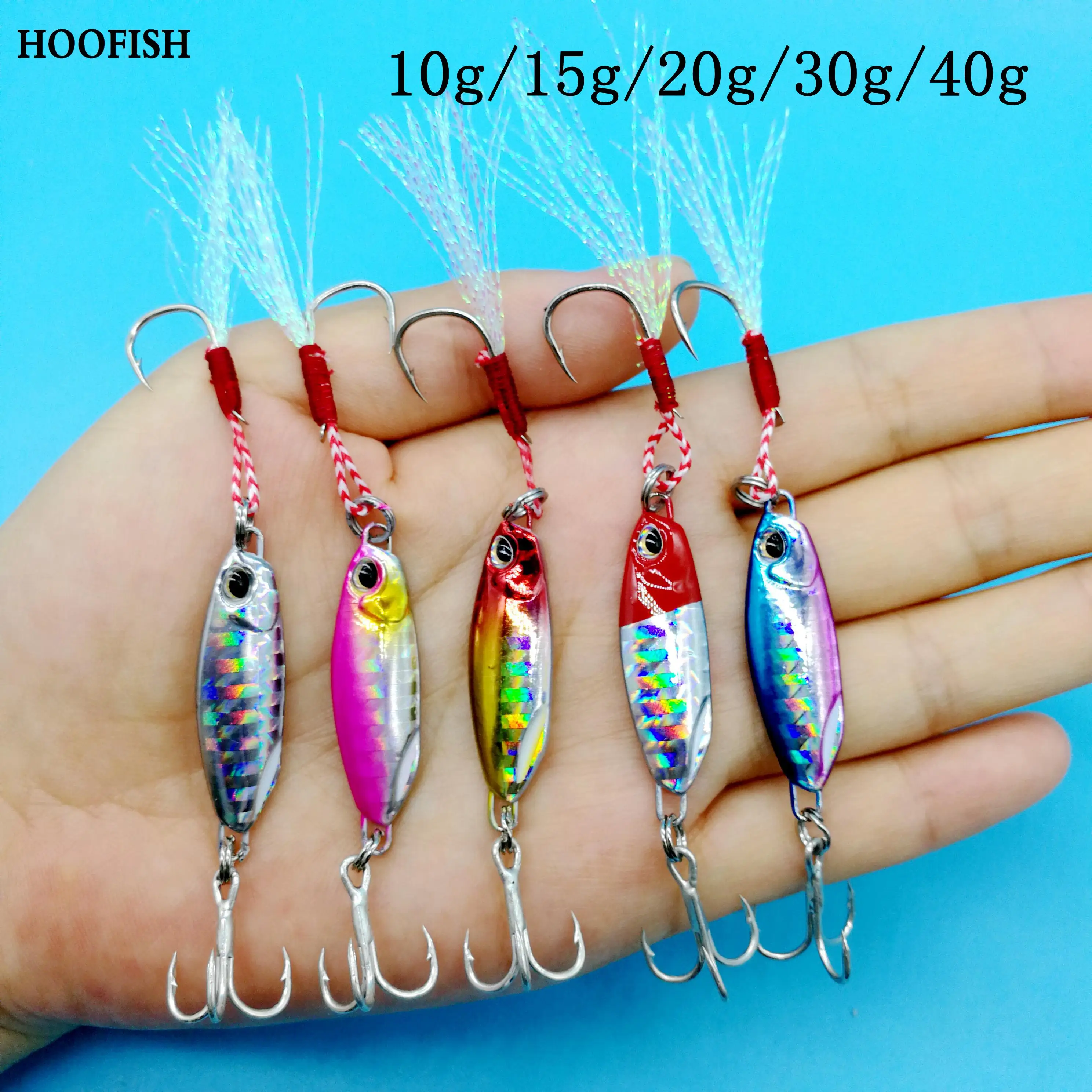 HOOFISH-Señuelos de Pesca de plantilla de Metal, 10g/15g/20g/30g/40g, cebo de lubina, Jigs, señuelos de agua salada, Spoon Jig Isca, aparejos artificiales - imagen 2