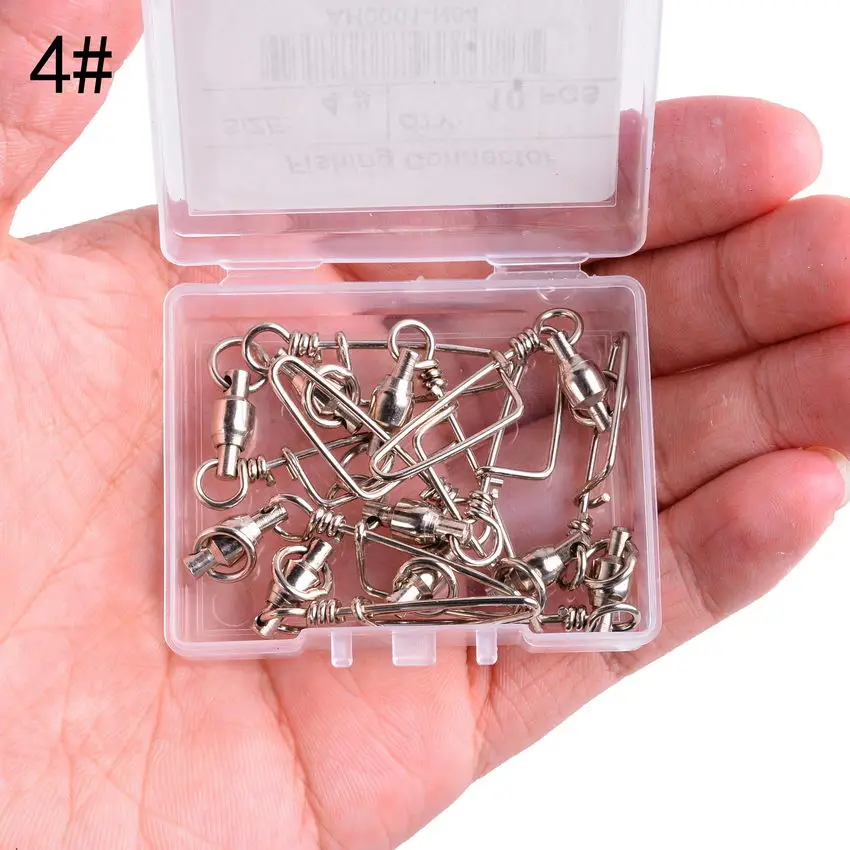 Conector giratorio de pesca, 10 unids/caja, broche 0 #-6 #, rodamiento de bolas giratorio para señuelo de anzuelo, accesorios de pesca de carpa - imagen 3