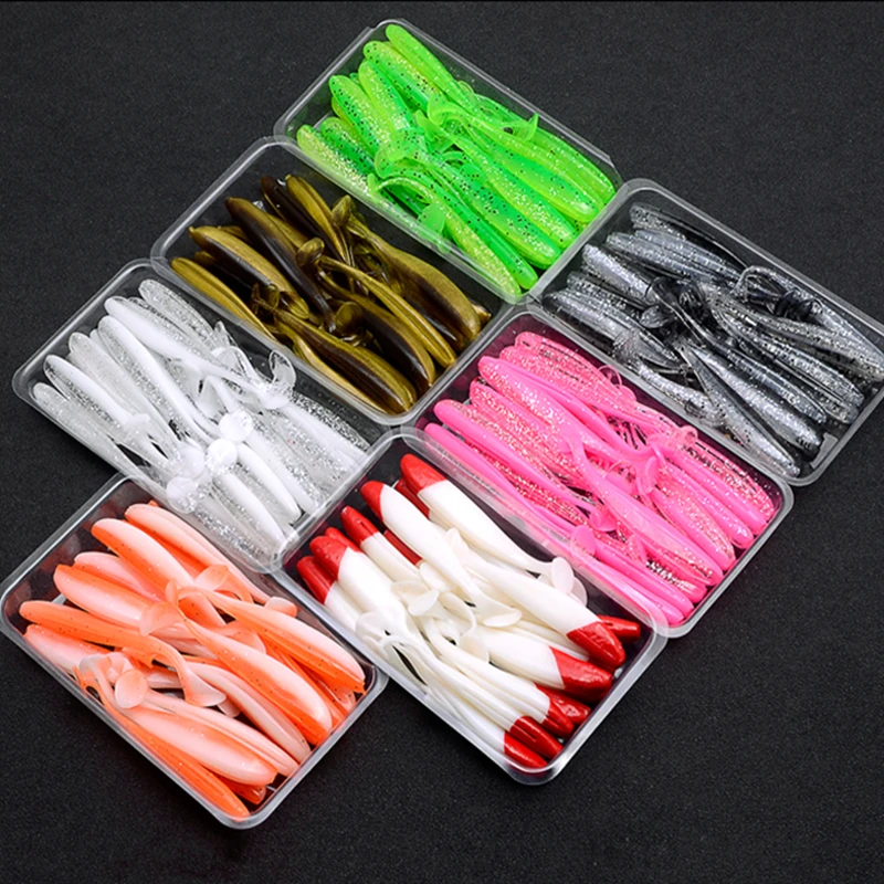 20 piezas de cebo de arenque en forma de T, Wobbler de silicona Artificial, señuelo de Jigging, carpa, perca, accesorios de pesca, varios colores - imagen 3