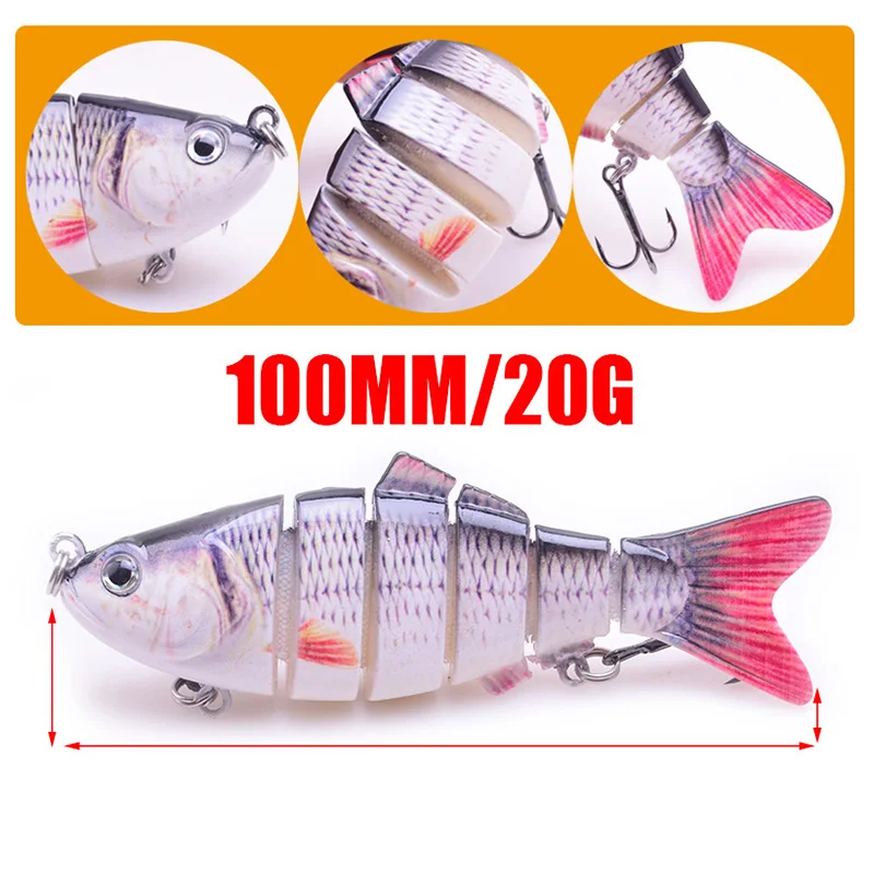 Equipo de pesca biónico de invierno, cebo duro multisección para nadar, 10cm, 20g, Wobblers artificiales giratorios, carpas, Lucio, Crankbait, 1 ud. - imagen 3