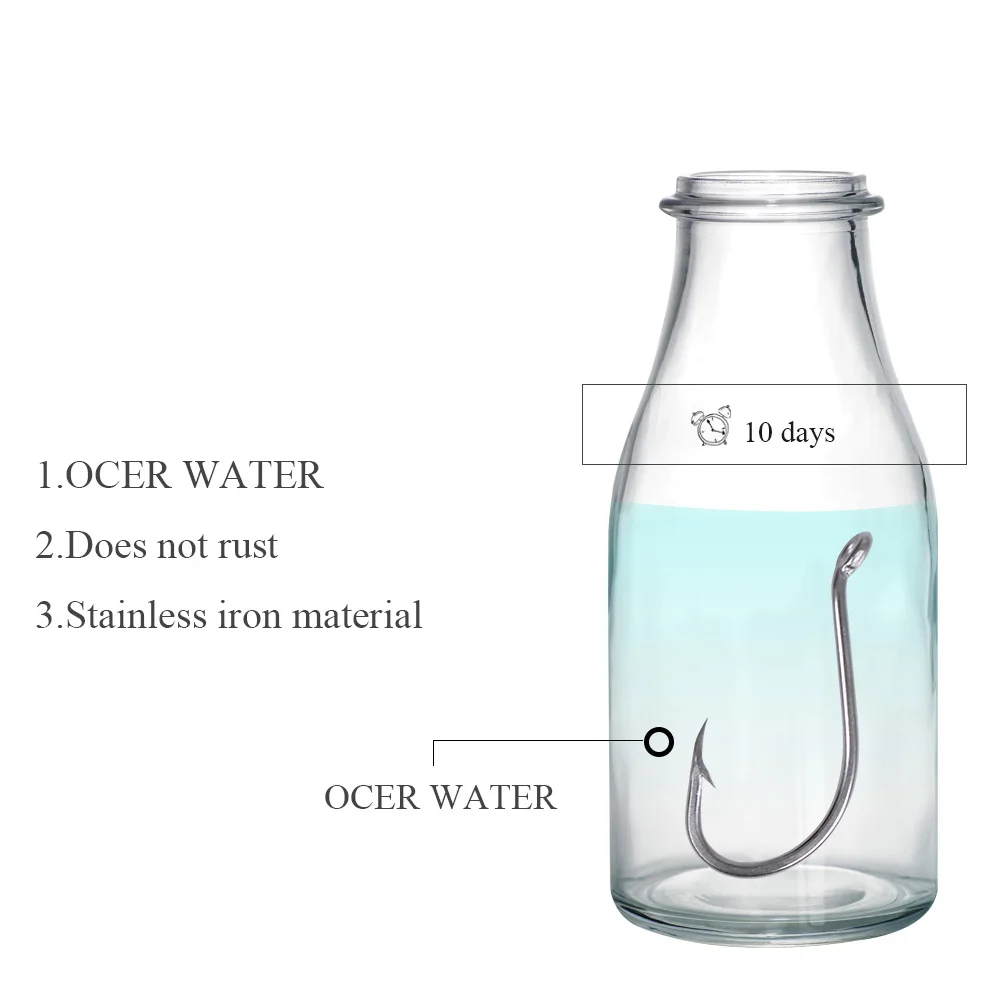 NGB 5 paquetes 7/0 # -6 # Anzuelos de pesca de mar de acero inoxidable, soporte de cebo con púas para agua salada, anzuelo de pulpo con anillo - imagen 3