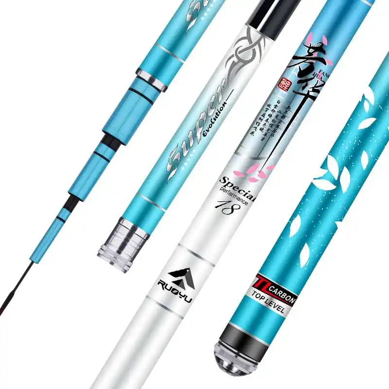 Caña de pescar telescópica de fibra de carbono, caña de pescar superdura, 4H, 5H, 6H, Taiwán, 3,6 M-8,1 M - imagen 2