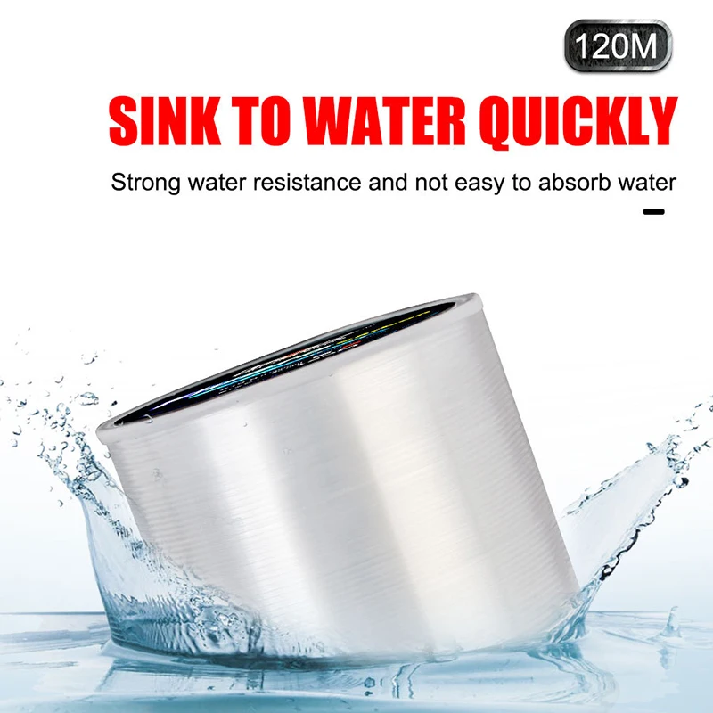 Línea de pesca con revestimiento de fluorocarbono 120M 100% 0,2mm-0,6mm 7.15LB-45LB línea de fibra de carbono Invisible línea de hundimiento LA - imagen 3