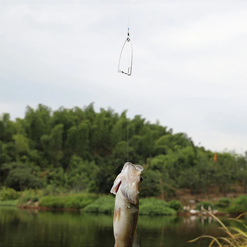 Dispositivo de pesca automático de acero inoxidable, 5 piezas, aparejos de pesca universales, gancho de eyección de resorte - imagen 4