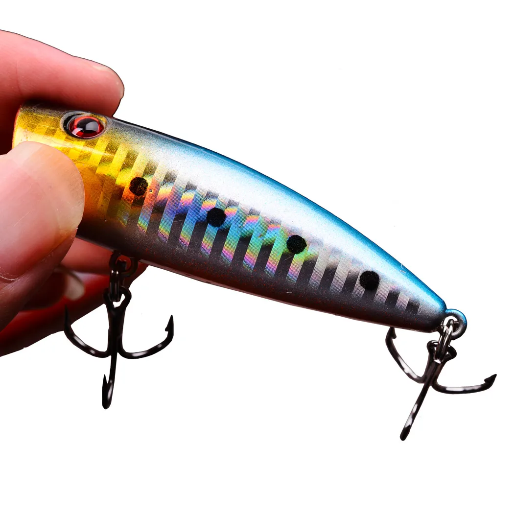 Señuelos de Pesca Popper, cebo Artificial Wobblers, aparejos de pesca, juego de señuelos, accesorios de pesca de carpa, herramientas para trucha y lubina, 9g, 7cm, 5 piezas - imagen 5