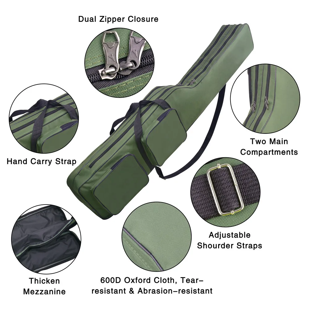 Bolsas de pesca multifunción portátiles, bolsa de caña plegable de 1,3 M, portador impermeable, estuche para caña de pescar, bolsa de almacenamiento, bolsa de equipo de pesca - imagen 5