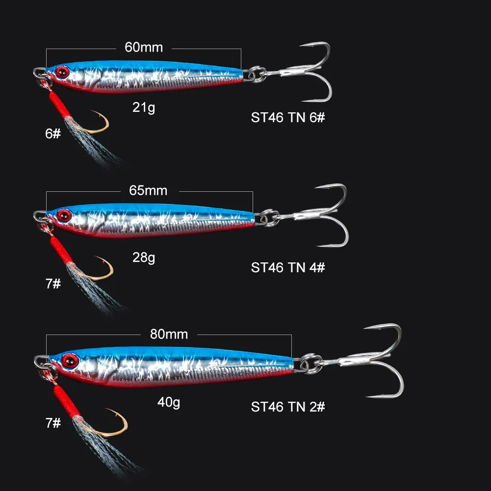 Noeby-señuelo de pesca con plantilla de Metal, 21g, 28g, 40g, cuchara de fundición a tierra, Jigging, cebo duro Artificial para lubina, aparejos de pesca de mar - imagen 3