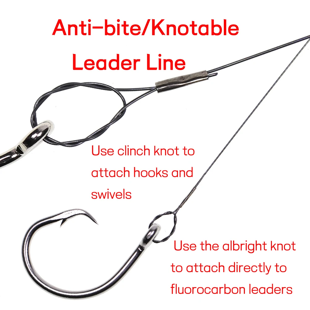 Línea líder de pesca de níquel y titanio, resistente a torceduras, 6LB-124LB, 15 pies/4,6 m, para Lucio de agua salada, atún, pesca Wahoo - imagen 4