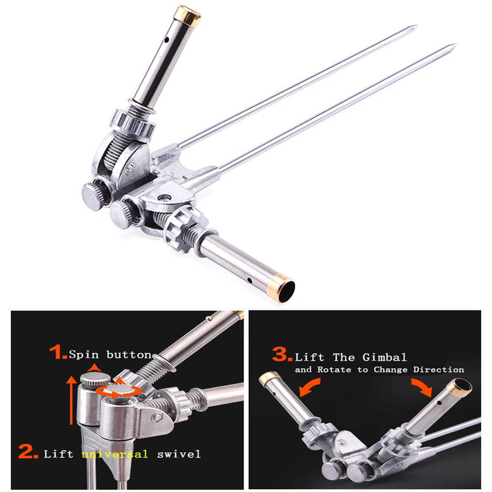 Soporte plegable para caña de pescar, soporte para poste, soporte Flexible ajustable de acero inoxidable, herramienta de equipo para silla con varillas dobles - imagen 5