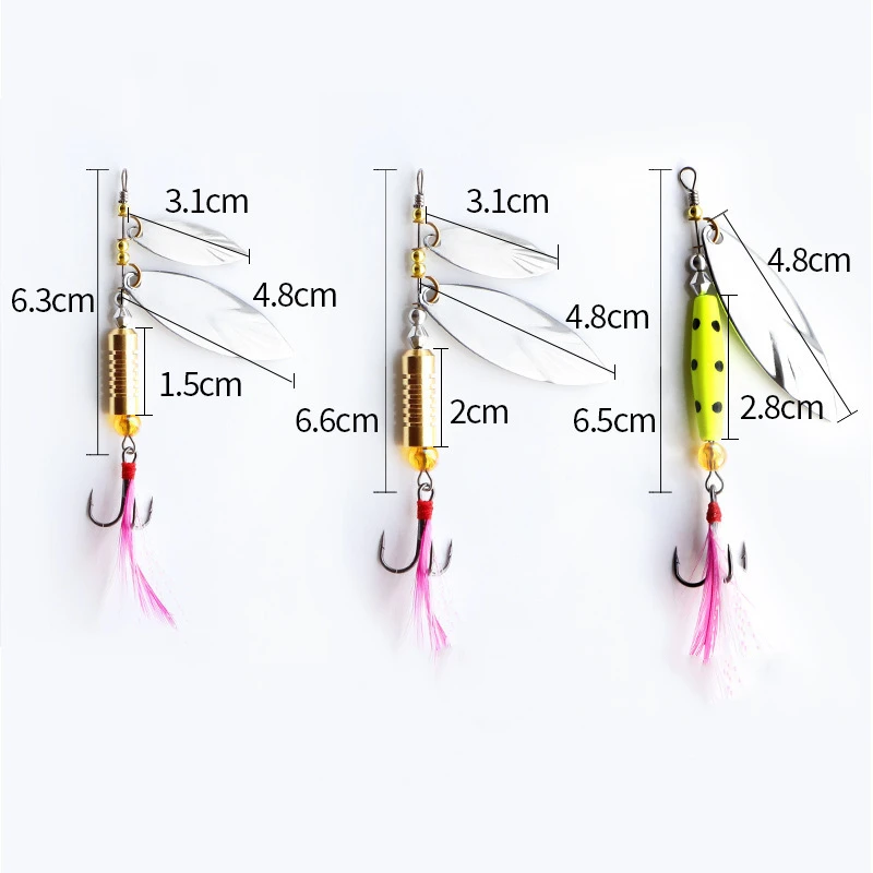 Señuelo tipo cuchara con lentejuelas giratorias plateadas de Metal, cebo duro de pesca giratorio de 7g/10g con anzuelo triple de plumas, accesorios de pesca, 1 Uds.