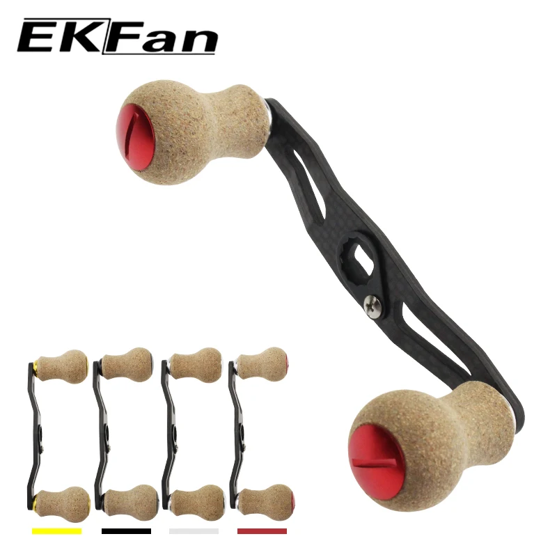 EKFan-mango de carrete de pesca de fibra de carbono, 105MM + perilla de madera blanda para agujero de 8x5MM, carrete de pesca DAI, accesorio DIY