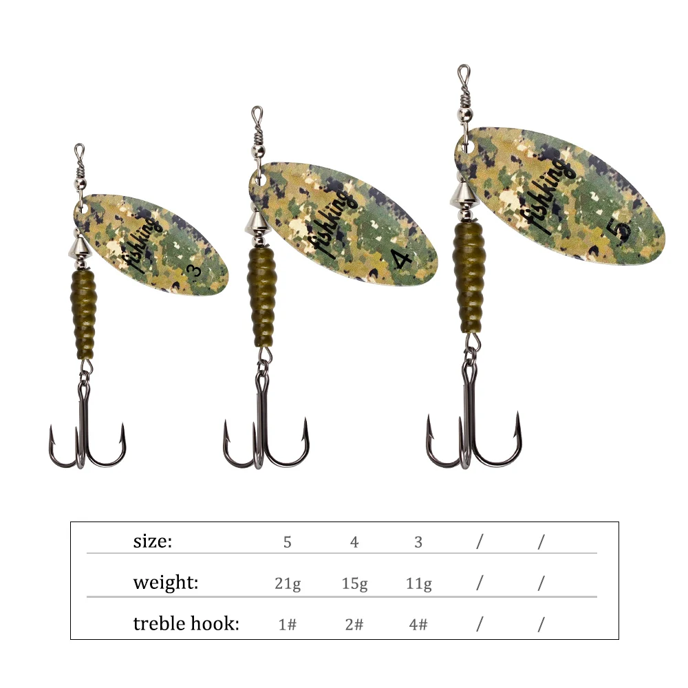 NGB Spinner cebo señuelo de pesca cuchara 5,5g 7g 11g 15g 21g duro Arttificial Metal Spinnerbait con anzuelo triple Lucio - imagen 4