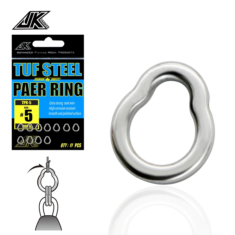 Jigging-Anillo de pesca de pera, accesorios giratorios de pesca, Conector de anzuelos o plantilla de señuelo, acero sólido sin costuras 304, 110-400LB, JK, paquete de 2 - imagen 5