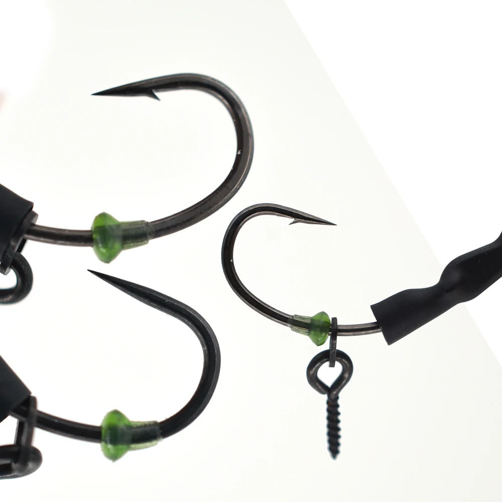 MNFT 4 juegos de pesca de carpa 4 #   6 #   8 #   Juego de aparejos de anzuelos con púas y púas, Terminal con bucle de tornillo de cebo, aparejos emergentes, juego de aparejos Ronnie atados - imagen 5