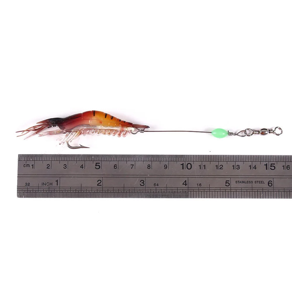 Señuelo de pesca suave, cebo Artificial de 90mm y 6g con cuentas luminosas, gancho giratorio, cebo suave realista, señuelo para camarones, aparejos de pesca de carpa - imagen 2