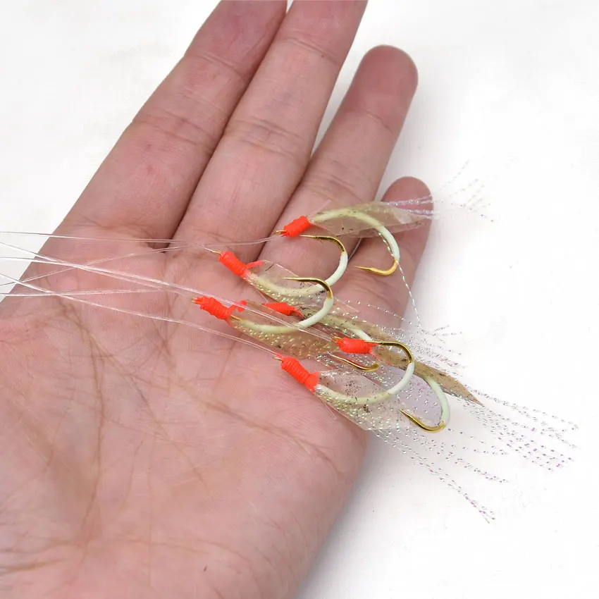 2 bolsas de anzuelos de 10/11/12/13/14/15/16/17/18/19/20/21/22 piel de pescado real, señuelo luminoso con carpas para pesca de caballa - imagen 5