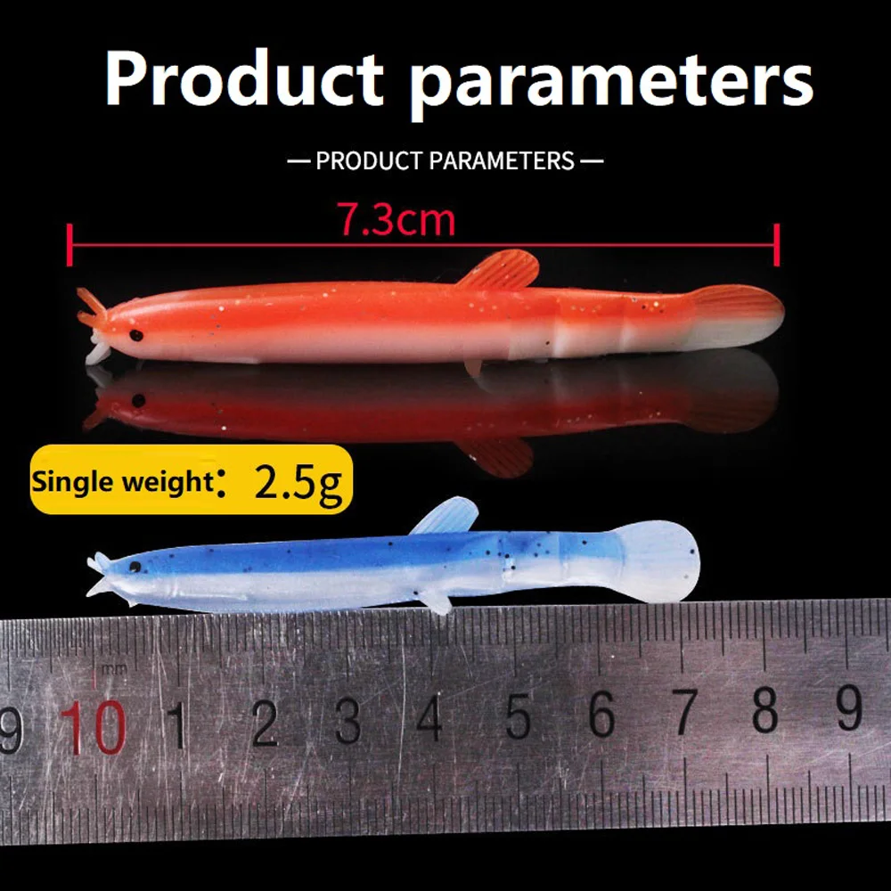 Loach-cebo blando de dos colores, gusano de silicona biónico de 73mm/2,5g, Jighead, Swimbait, Wobbler, perca de impresión 3D, aparejos de pesca de carpa, 4 unidades por lote - imagen 5