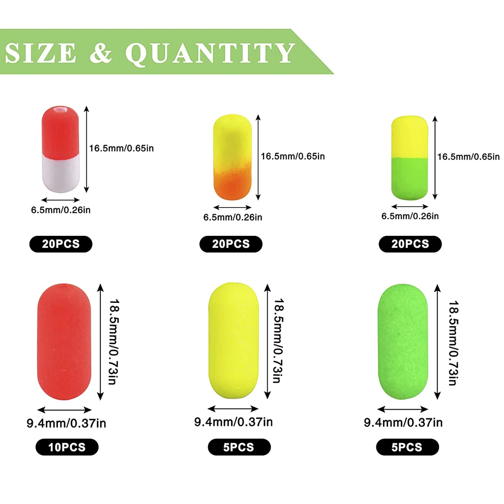 Flotador de pesca de espuma, aparejo Pompano de fondo cilíndrico para trucha, bagre, aparejos de Walleye, 80 unids/lote por caja - imagen 3