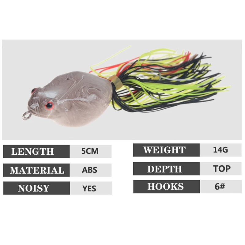 Whopper Plopper de calidad, señuelo de pesca de 50mm/14g, Popper de agua superior, cebo duro, Wobblers giratorios, aparejos de pesca de cola suave, 1 pieza - imagen 3