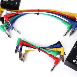 Cables de guitarra eléctrica blindados 1/4 pulg ángulo recto, juego 6