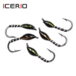 ICERIO-zumbadores para pesca de truchas, señuelos para moscas, ninfas, Midge, #14, 6 uds.