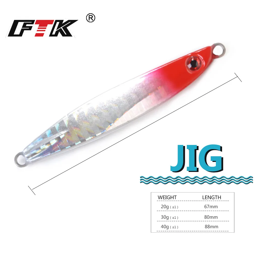 FTK-señuelo de pesca de plomo láser, 20g/67mm, 30g/80mm, 40g/88mm, ojos 3D, plantilla de Metal, Leurre, pesca en mar, Wobbler, cebos duros - imagen 3