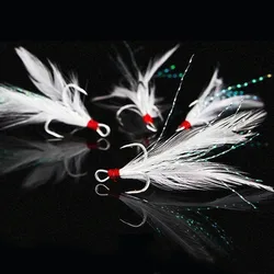 Anzuelo triple con pluma Jigbait – Acero carbono ranura sangre