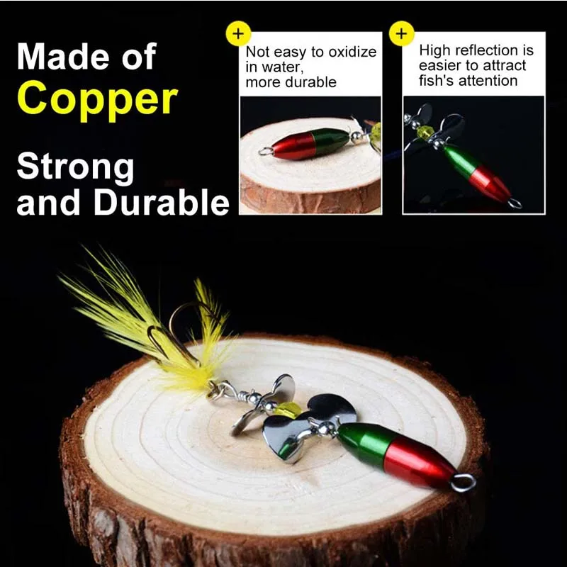 Rotación Spinner lentejuelas señuelo para pesca Wobbler cebo con pluma de pesca para Bass perca de trucha Pike agua salada de agua dulce - imagen 3