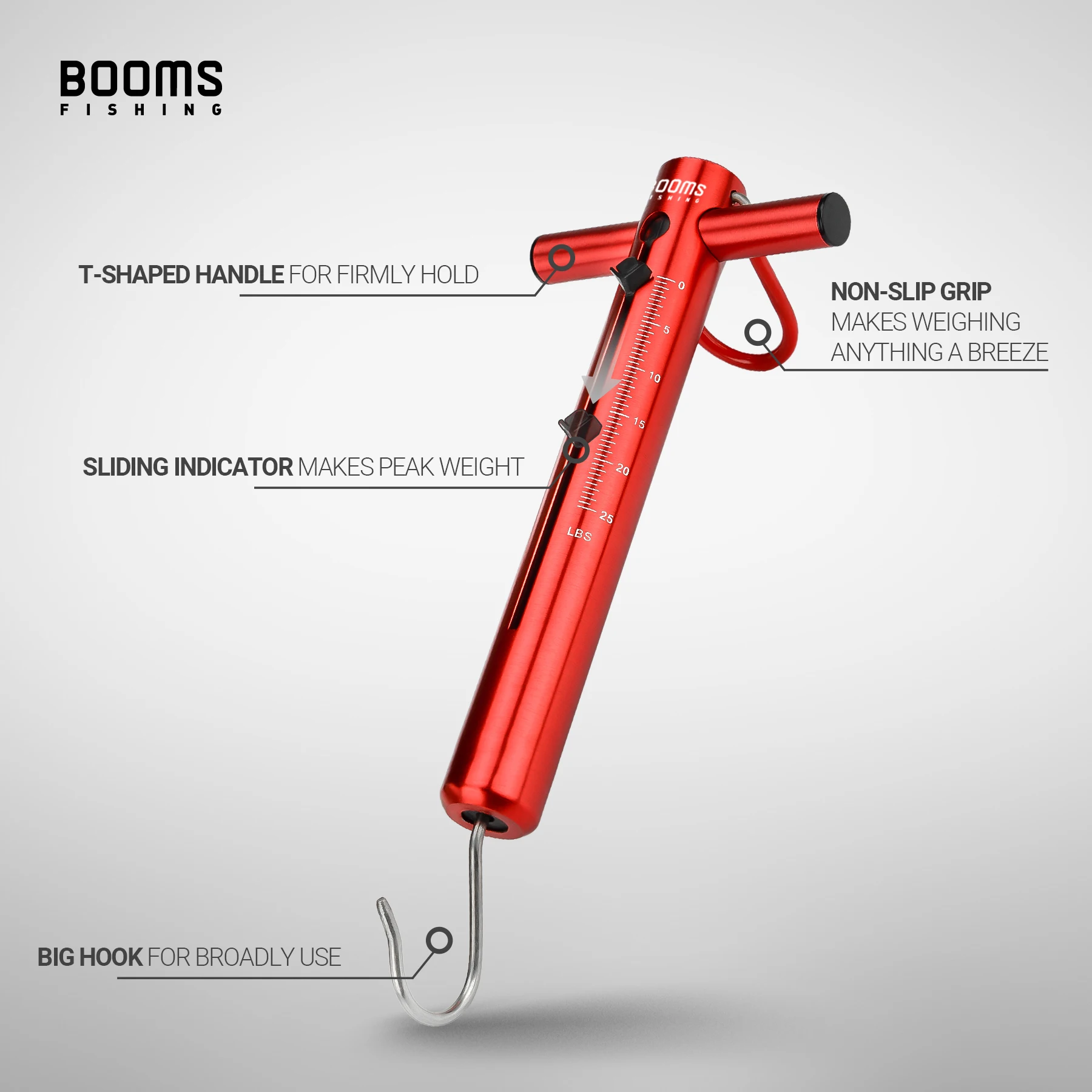 Booms Fishing TS1 tubo de aluminio báscula de gancho de resorte para pesca 25LB 11KG báscula de gancho colgante portátil accesorios de herramientas de peso - imagen 5