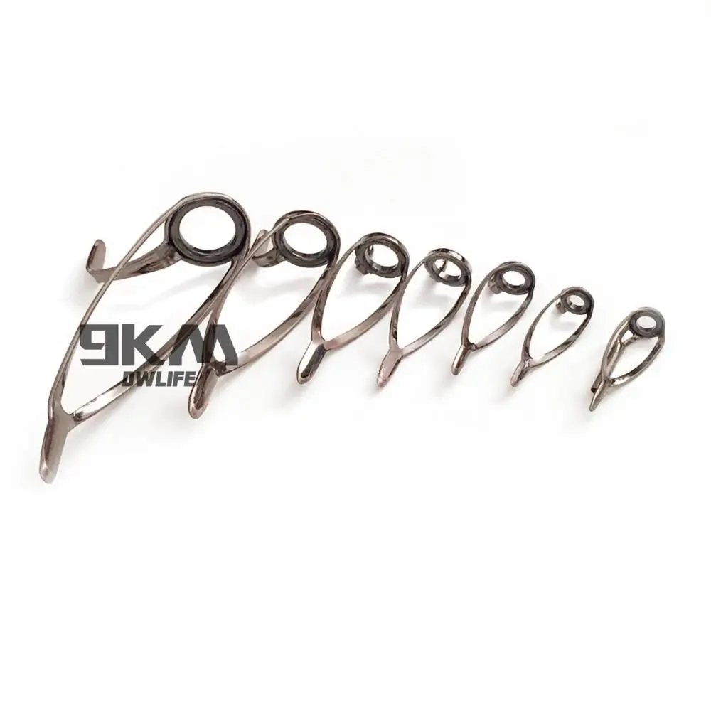 Guías de caña de pescar, tapas de punta, 14 Uds., repuesto de acero inoxidable resistente para mar, accesorios de pesca, reparación de anillo de ojo de cerámica de 4 ~ 14mm - imagen 2