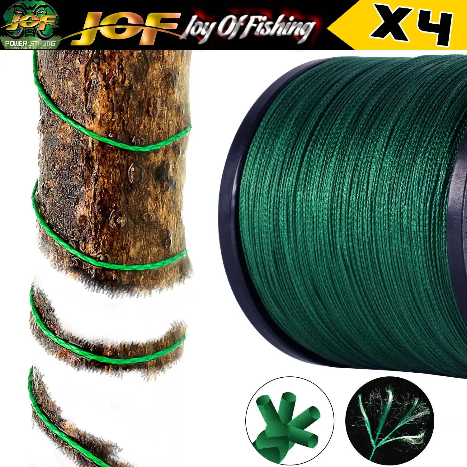 JOF-línea de Pesca trenzada, multifilamento, X4/X8, 300M, 500M, 1000M, 100%, Pe, accesorios de alambre para carpa de mar