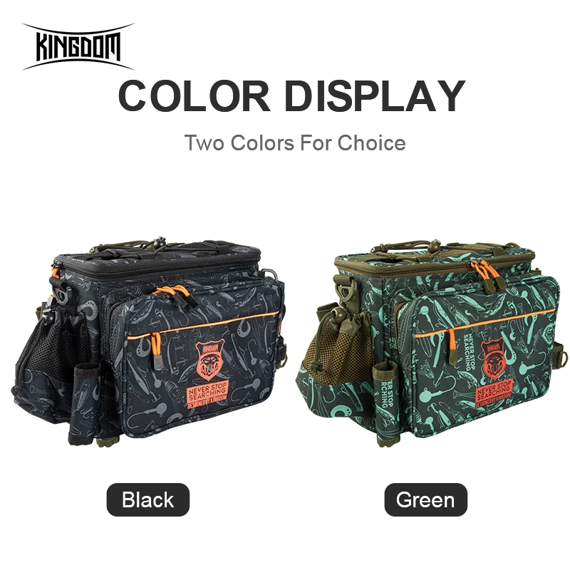 Kingdom-Bolsa de pesca impermeable, bolso de hombro portátil para aparejos de pesca, paquete de almacenamiento de equipo multifuncional resistente al agua, 44x21x22cm - imagen 5