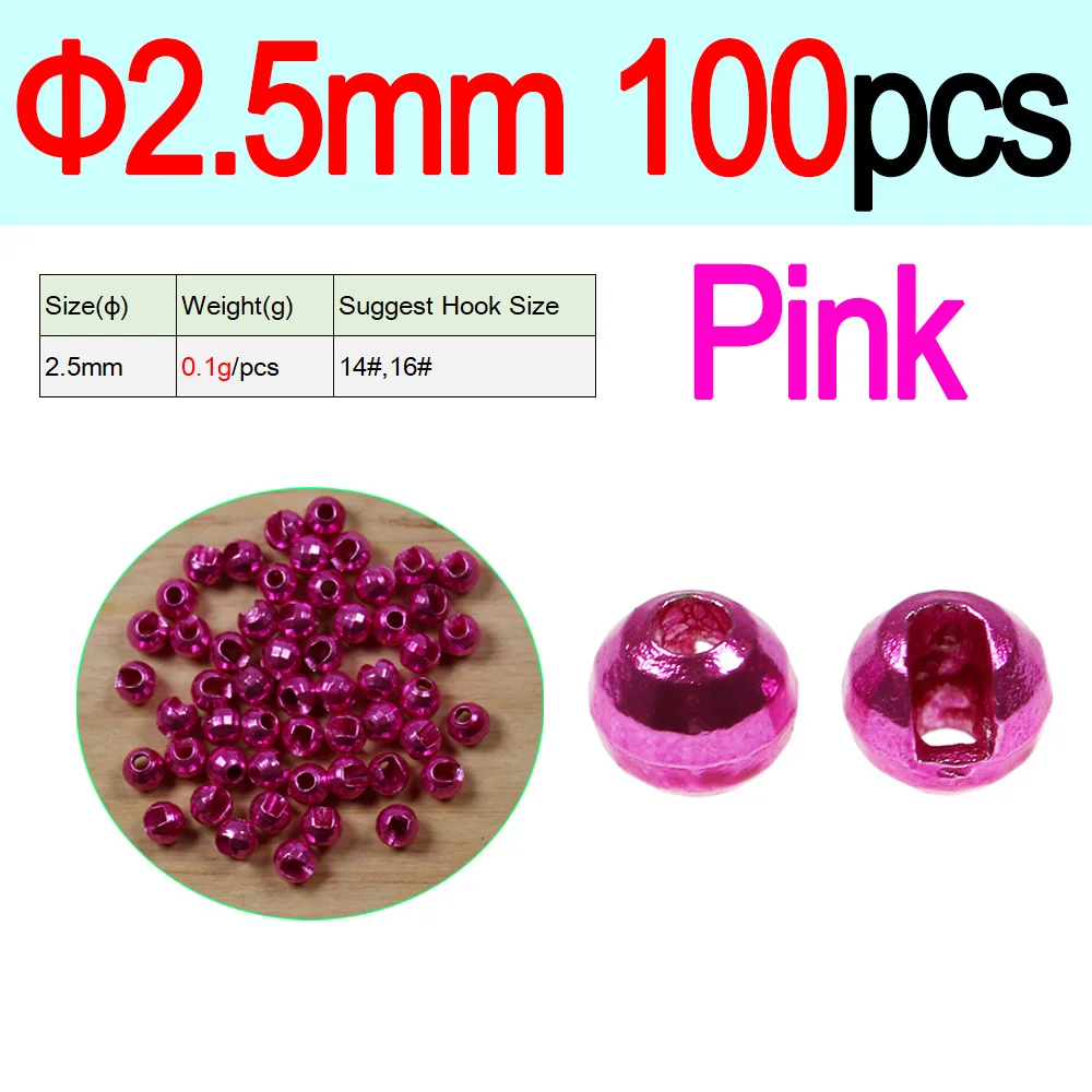 100pcs 2.5mm Pink