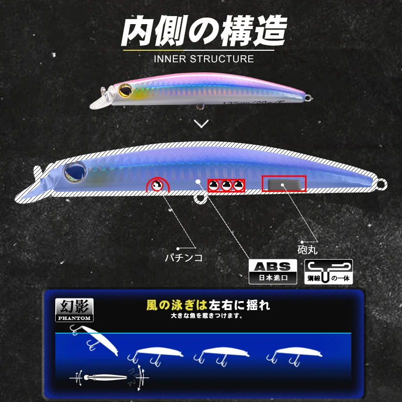 Señuelos de pesca Minnow D1, 135mm, 20g, Wobblers duros artificiales flotantes, anzuelos de alta calidad, aparejos de pesca para lubina, trucha, pesca DT4002 - imagen 4