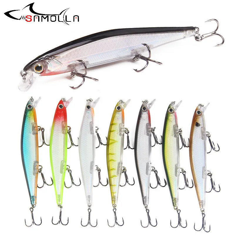 Señuelo Sin Marca mostrando su diseño de minnow y 12.9g para pesca efectiva