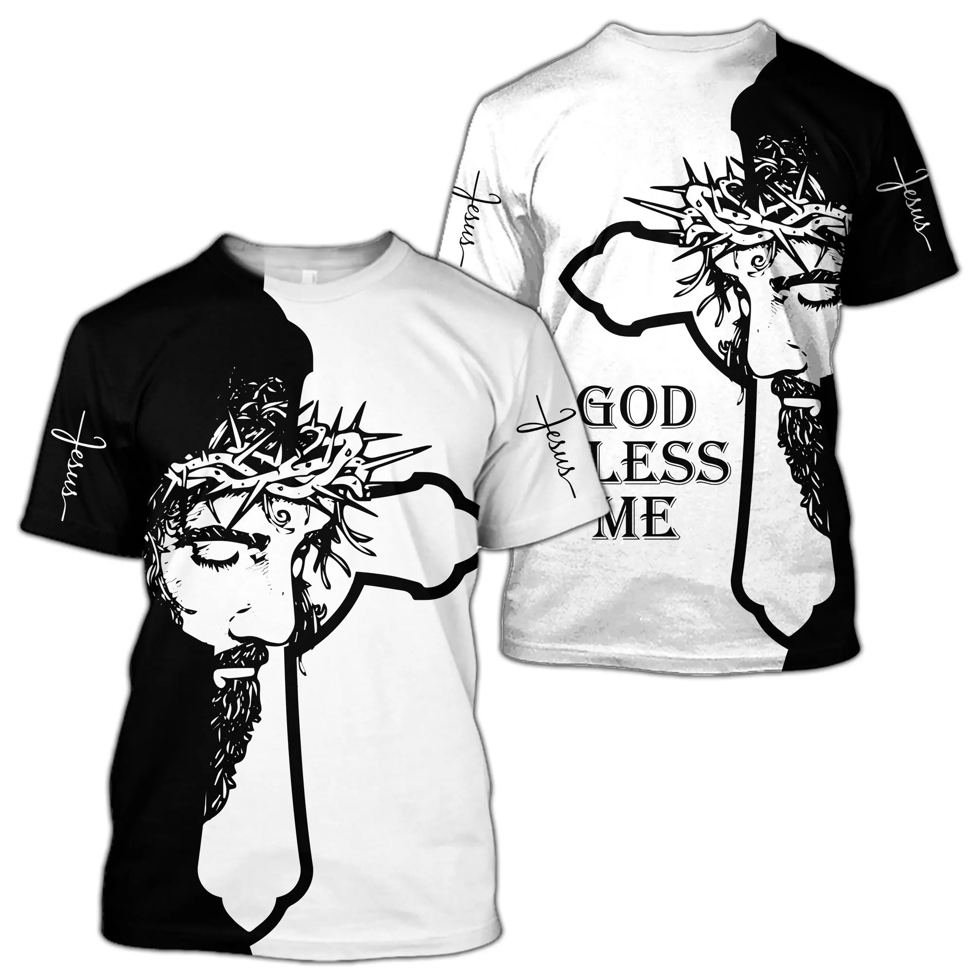 Camiseta Hipster fresca de verano para hombre, camiseta de manga corta con estampado 3D de Caballeros Templarios de Jesús, camisetas informales Unisex TX213 - imagen 5