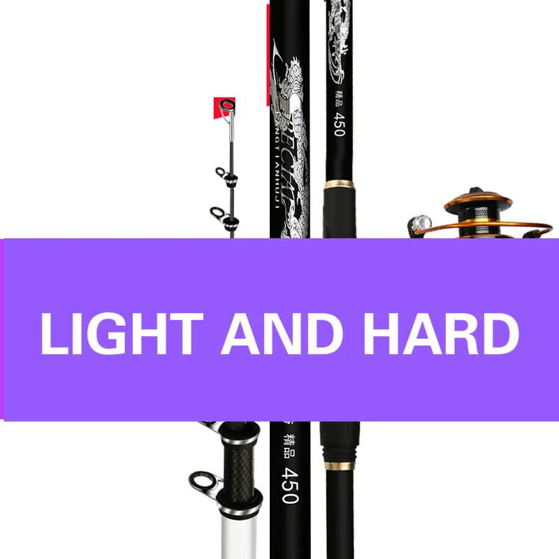 Caña de pescar telescópica de fibra de carbono, poste de Pesca giratorio portátil, barco de mar, Peche de Pesca de roca, secciones largas - imagen 5