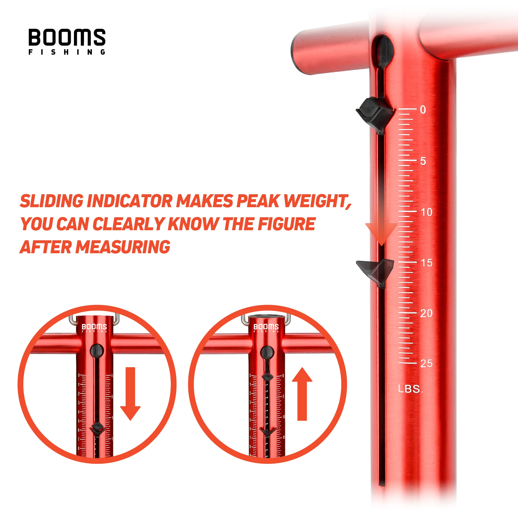 Booms Fishing TS1 tubo de aluminio báscula de gancho de resorte para pesca 25LB 11KG báscula de gancho colgante portátil accesorios de herramientas de peso - imagen 4