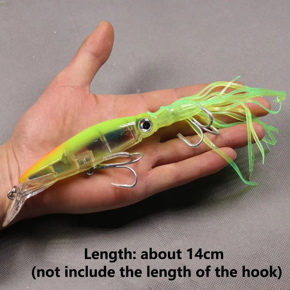Elllv-señuelo duro de pesca en agua salada, cebo Artificial de calamar, pulpo, pez vela, Marlin, colores Fluo, 14cm/43g, 1 ud. - imagen 5