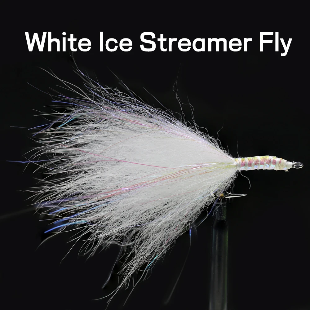 Bimoo-señuelo de pesca Artificial, cebo de hielo blanco, Streamer, Mosca, salmón, trucha, lubina, Minnow, 8 piezas, #2, #4, #6, #8, #10 - imagen 2