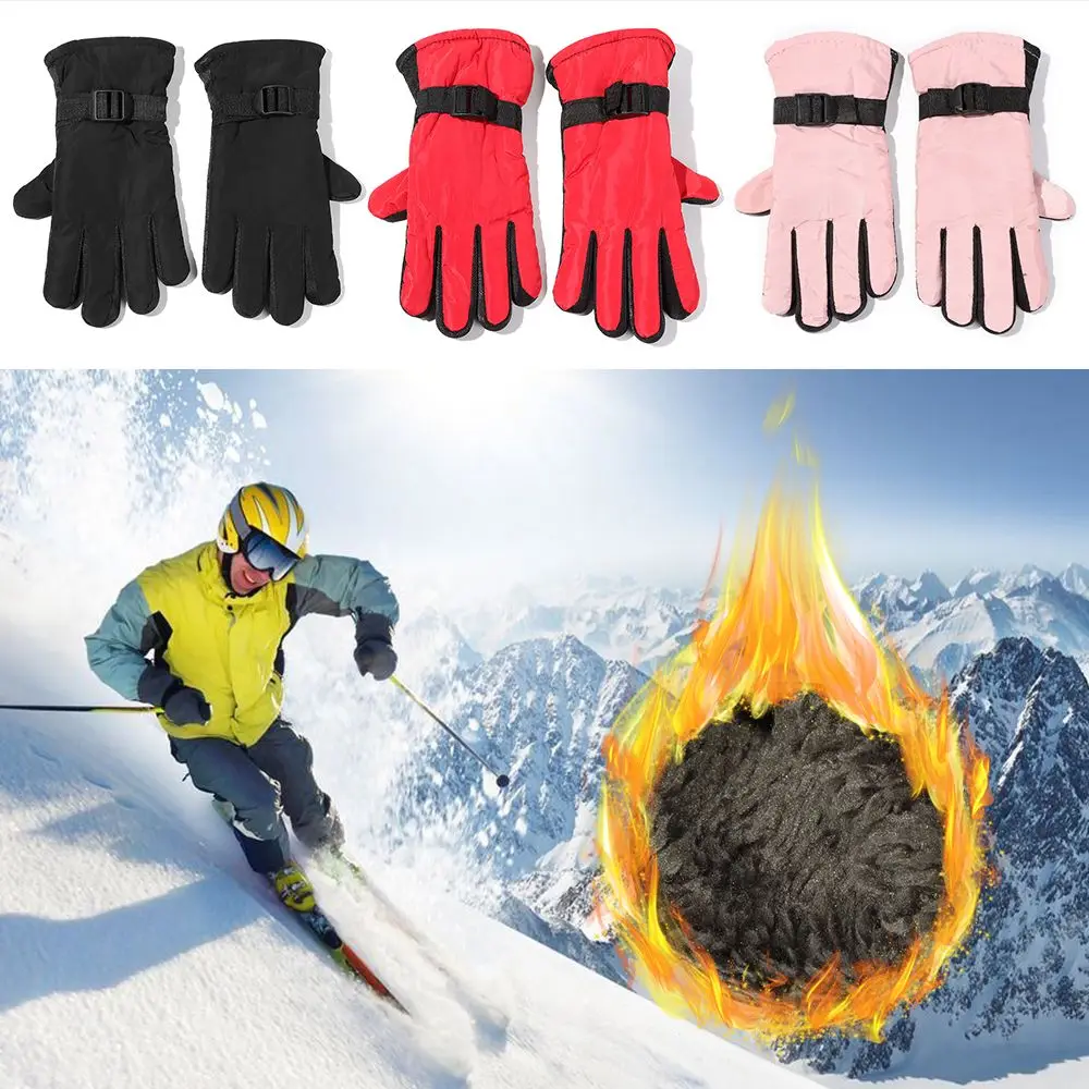 Guantes de esquí gruesos, cálidos, antideslizantes, resistentes al viento, impermeables, manoplas de manga larga para Snowboard y nieve - imagen 2