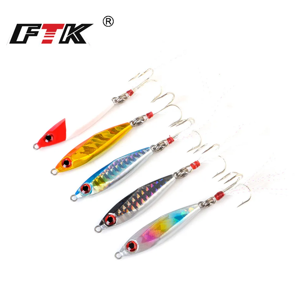 FTK-señuelo de Metal para pesca en el mar, anzuelo de 20g, 30g, ojos 3D, 5,3 cm, 6cm, anzuelo triple
