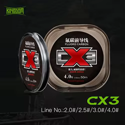 Kingdom-sedal de pesca de fluorocarbono CX3, línea de hundimiento Invisible, líder de monofilamento súper suave y rígido, 50m