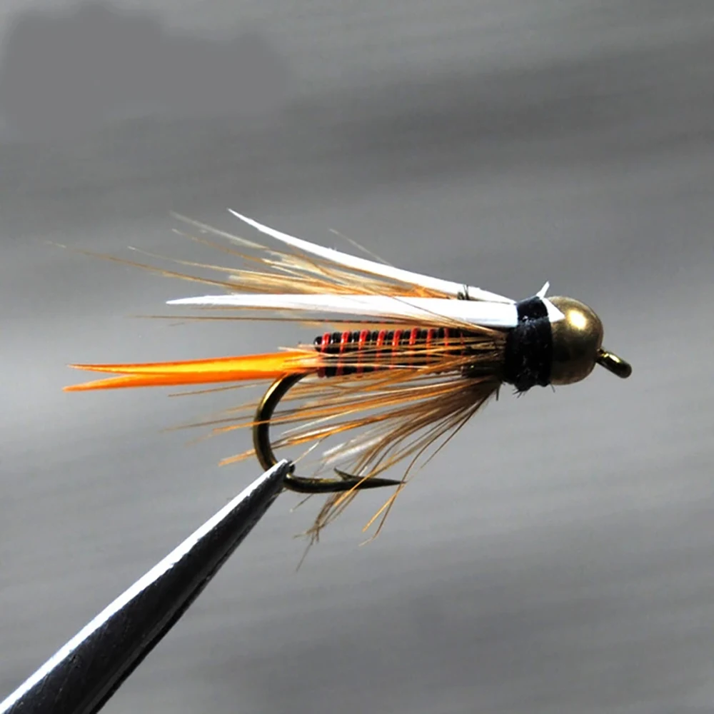 ICERIO, 6 uds., cabeza de cuentas de latón, alambre caliente, príncipe, ninfas, moscas de piedra, trucha, pesca, señuelo con mosca, cebos, anzuelo con púas - imagen 3