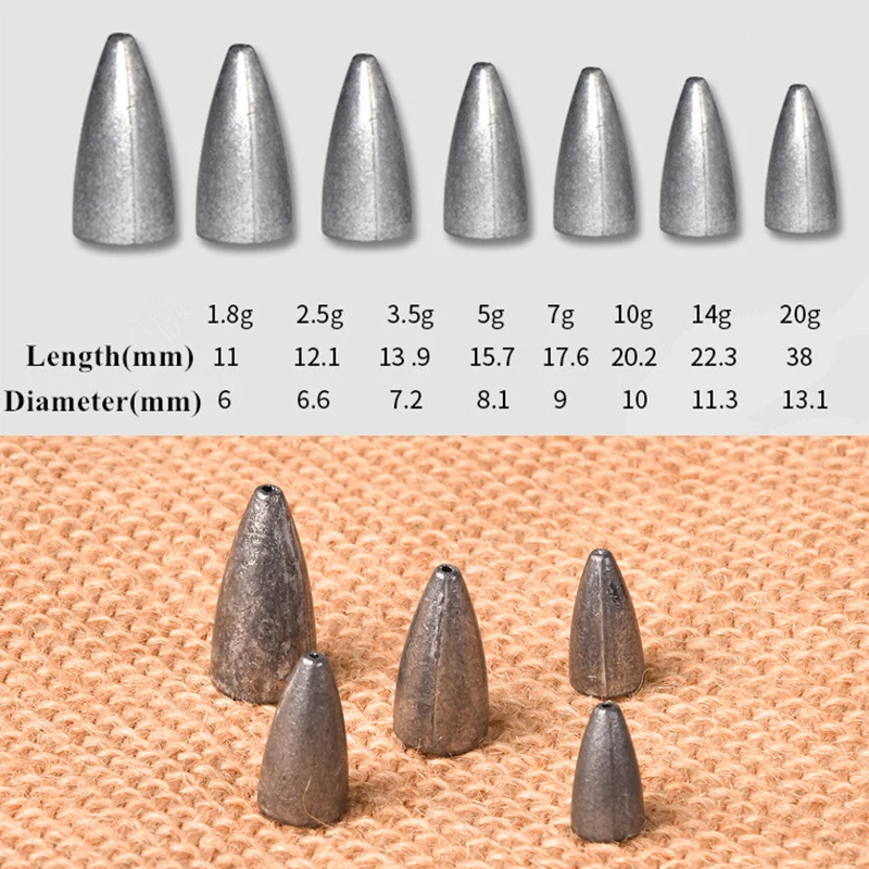 TEASER-Cabeza de plantilla de bala A017, plomos de agua de calidad, 1,8g-20g, accesorios de pesca de peso, aparejo de Texas, 10 unidades - imagen 5