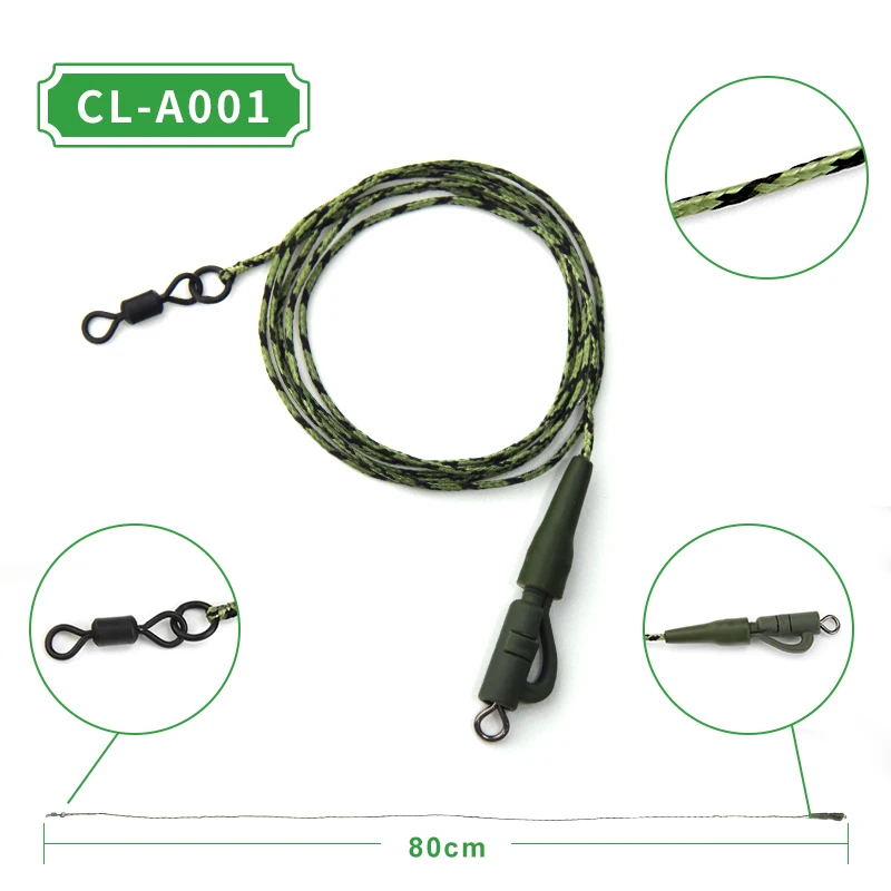 Esta línea de pesca tiene 80 cm de largo y presenta un patrón de camuflaje para un mejor ocultamiento en la naturaleza