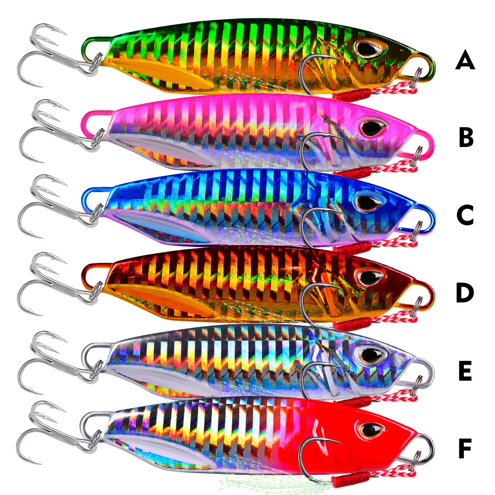 ¡Explore los señuelos de pesca vibrantes con colores A-F para una captura exitosa!